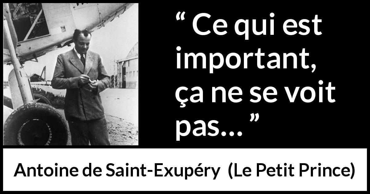 Citation d'Antoine de Saint-Exupéry sur l'importance tirée du Petit Prince - Ce qui est important, ça ne se voit pas…