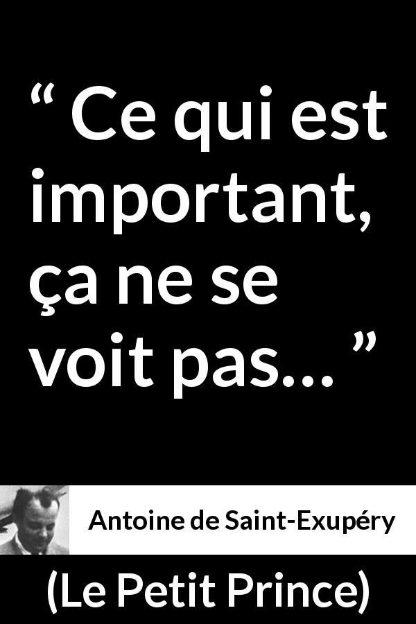 Citation d'Antoine de Saint-Exupéry sur l'importance tirée du Petit Prince - Ce qui est important, ça ne se voit pas…