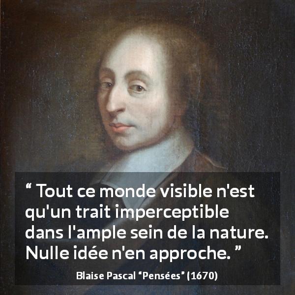 Citation de Blaise Pascal sur la nature tirée de Pensées - Tout ce monde visible n'est qu'un trait imperceptible dans l'ample sein de la nature. Nulle idée n'en approche.