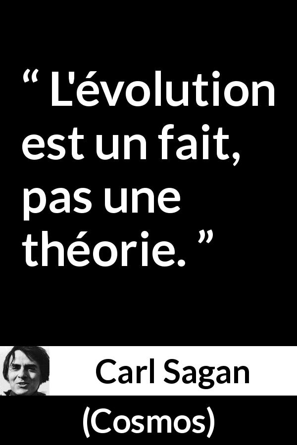 Citation de Carl Sagan sur la théorie tirée de Cosmos - L'évolution est un fait, pas une théorie.