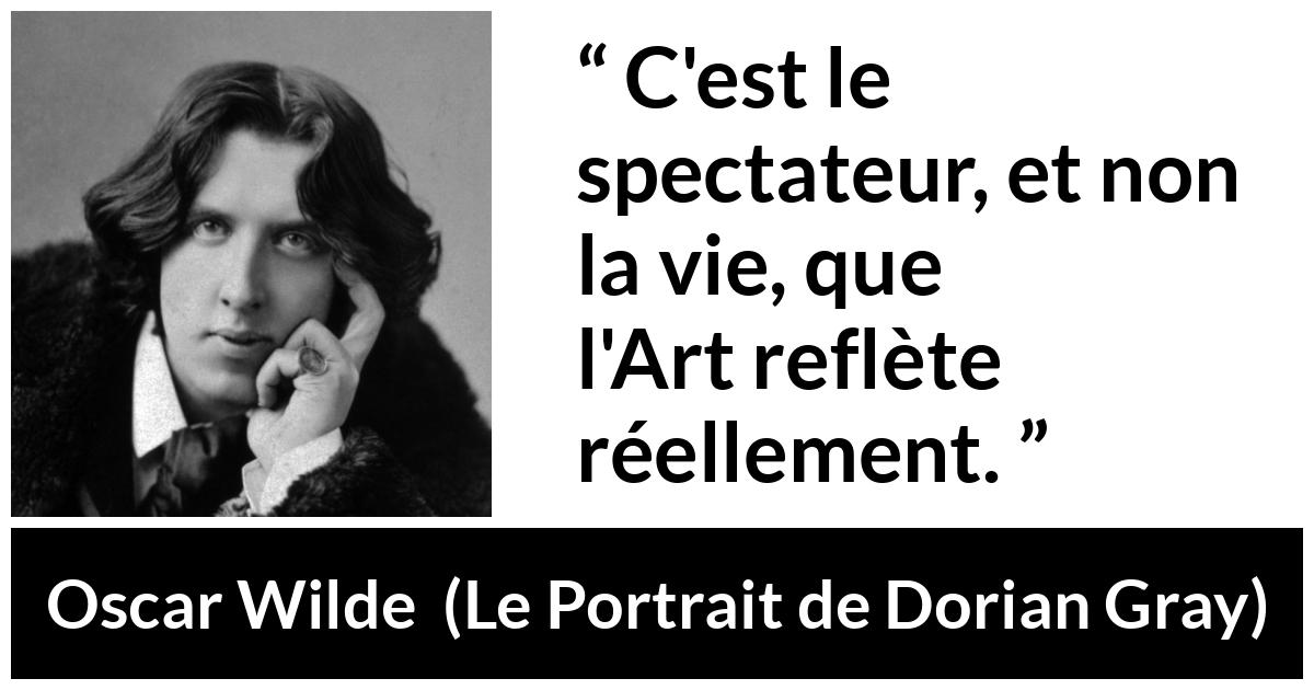 Citation d'Oscar Wilde sur l'art tirée du Portrait de Dorian Gray - C'est le spectateur, et non la vie, que l'Art reflète réellement.
