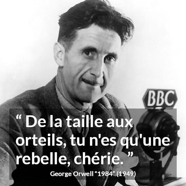 Citation de George Orwell sur la rébellion tirée de 1984 - De la taille aux orteils, tu n'es qu'une rebelle, chérie.