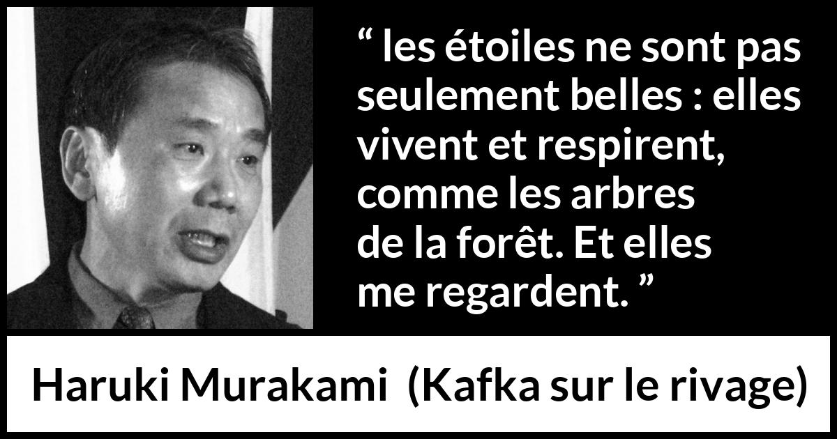 Citation de Haruki Murakami sur les arbres tirée de Kafka sur le rivage - les étoiles ne sont pas seulement belles : elles vivent et respirent, comme les arbres de la forêt. Et elles me regardent.