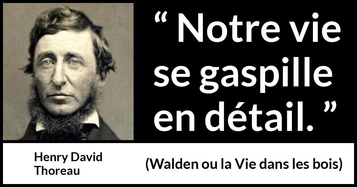 Citation de Henry David Thoreau sur la vie tirée de Walden ou la Vie dans les bois - Notre vie se gaspille en détail.