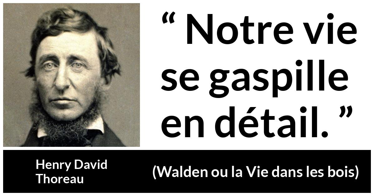 Citation de Henry David Thoreau sur la vie tirée de Walden ou la Vie dans les bois - Notre vie se gaspille en détail.