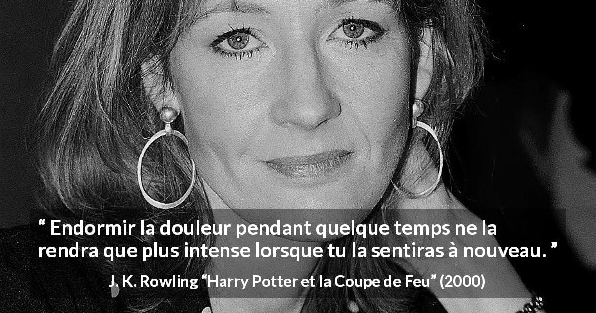 Citation de J. K. Rowling sur le déni tirée de Harry Potter et la Coupe de Feu - Endormir la douleur pendant quelque temps ne la rendra que plus intense lorsque tu la sentiras à nouveau.