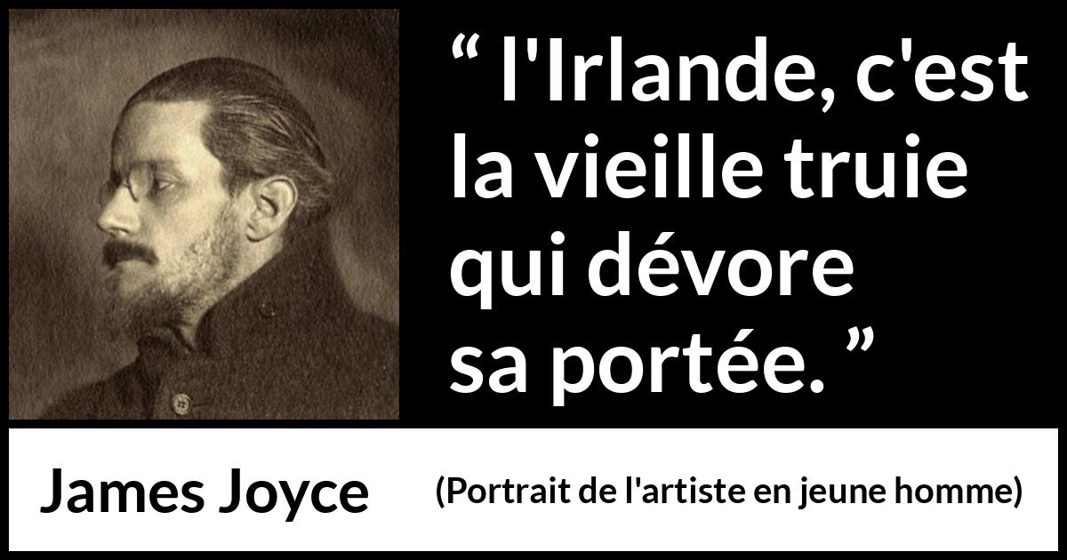 Citation de James Joyce sur l'Irlande tirée de Portrait de l'artiste en jeune homme - l'Irlande, c'est la vieille truie qui dévore sa portée.