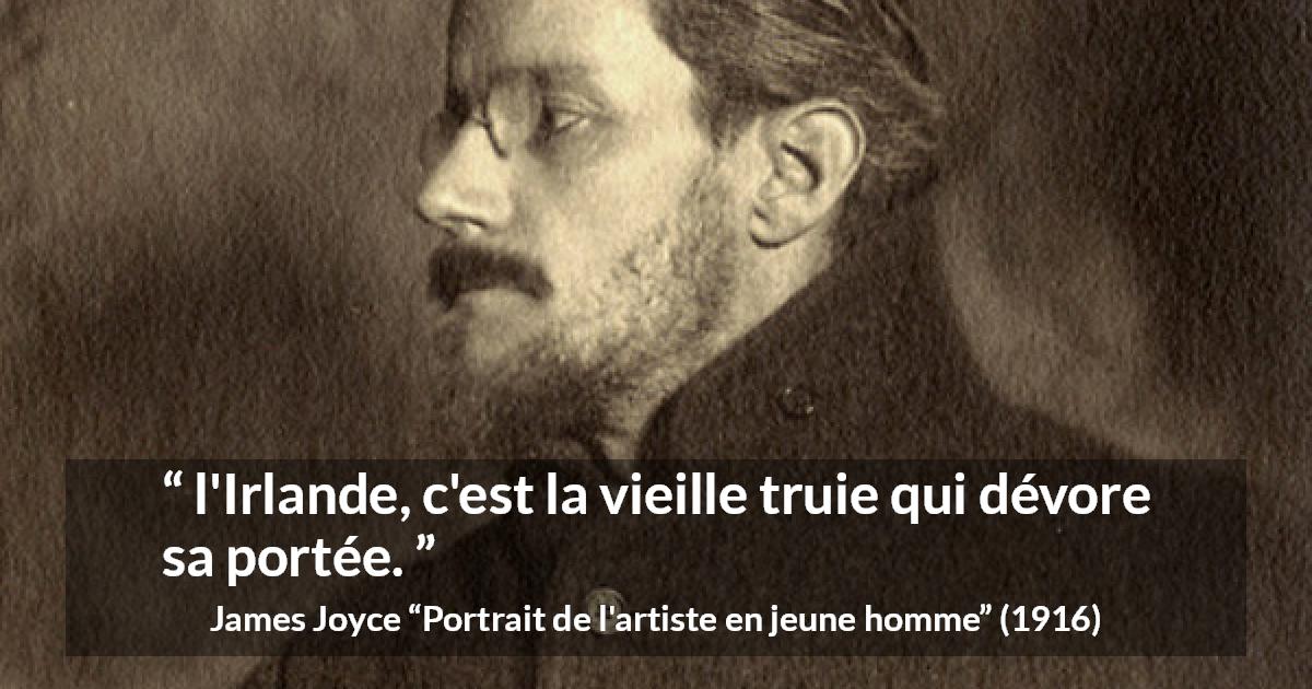 Citation de James Joyce sur l'Irlande tirée de Portrait de l'artiste en jeune homme - l'Irlande, c'est la vieille truie qui dévore sa portée.