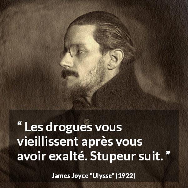 Citation de James Joyce sur l'exaltation tirée d'Ulysse - Les drogues vous vieillissent après vous avoir exalté. Stupeur suit.