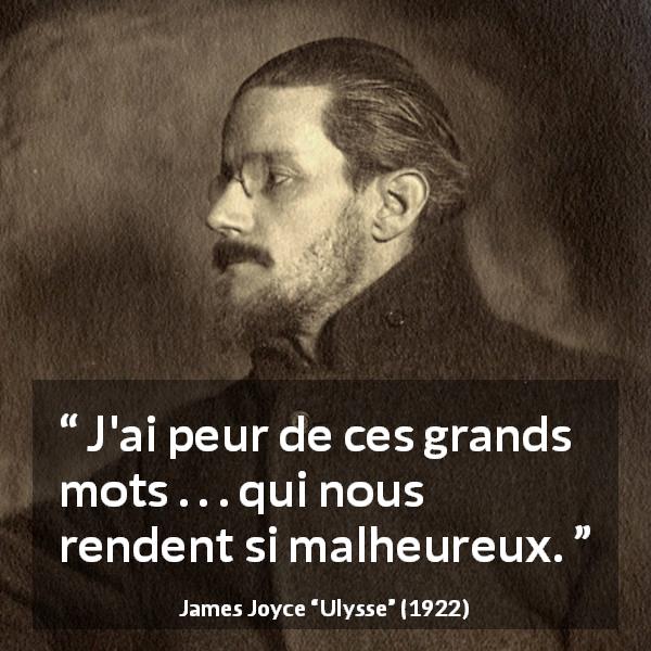 Citation de James Joyce sur la grandeur tirée d'Ulysse - J'ai peur de ces grands mots . . . qui nous rendent si malheureux.