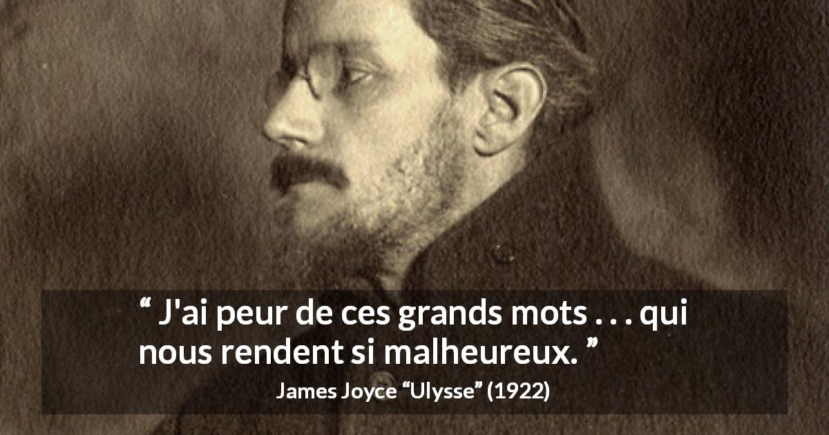 Citation de James Joyce sur la grandeur tirée d'Ulysse - J'ai peur de ces grands mots . . . qui nous rendent si malheureux.