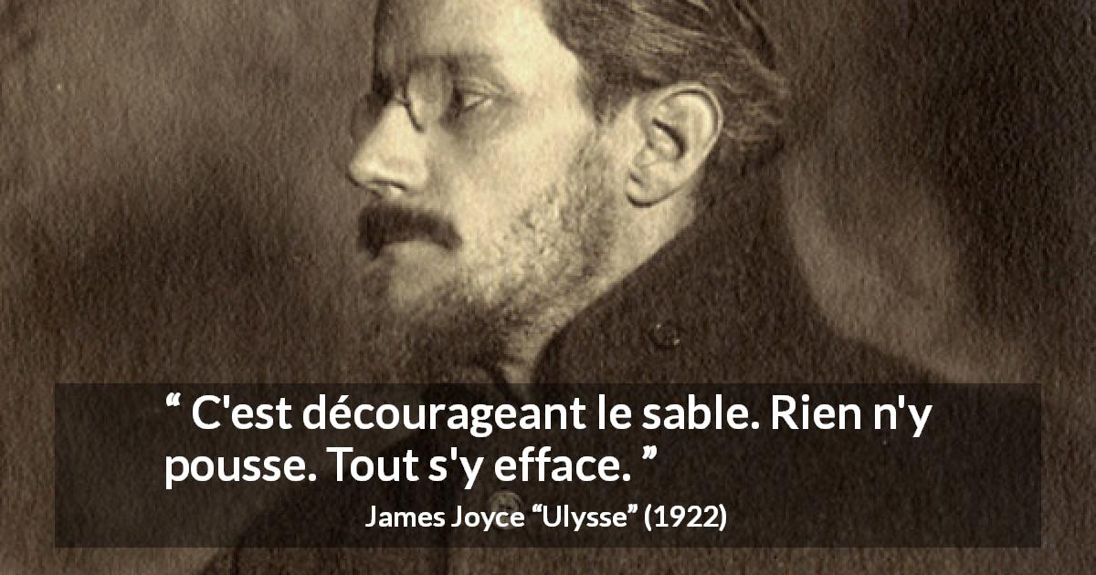 Citation de James Joyce sur la stérilité tirée d'Ulysse - C'est décourageant le sable. Rien n'y pousse. Tout s'y efface.