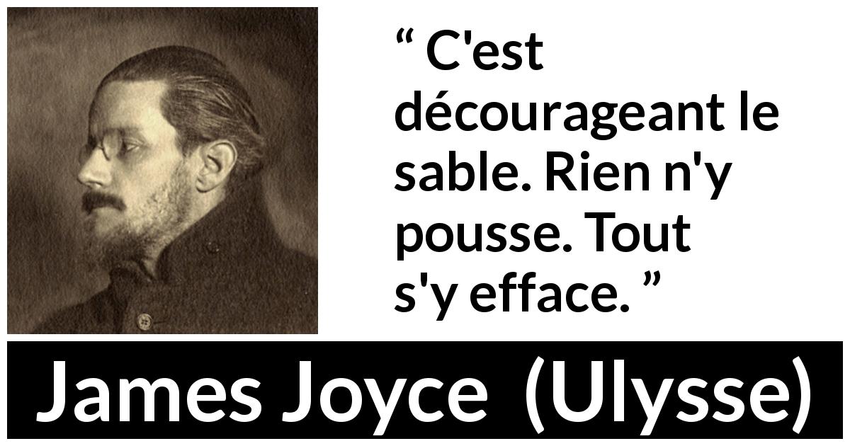 Citation de James Joyce sur la stérilité tirée d'Ulysse - C'est décourageant le sable. Rien n'y pousse. Tout s'y efface.