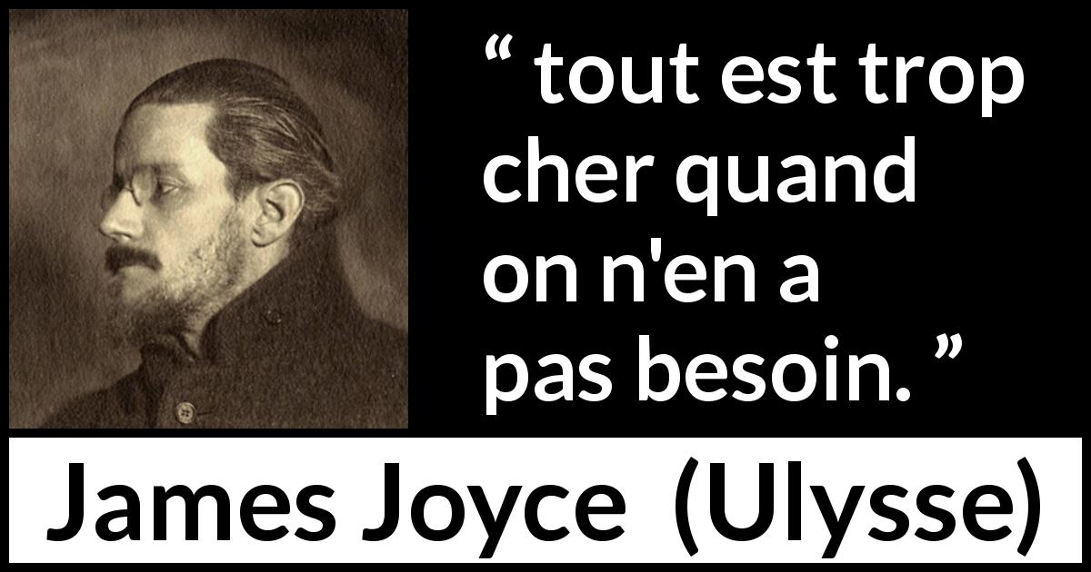 Citation de James Joyce sur le besoin tirée d'Ulysse - tout est trop cher quand on n'en a pas besoin.