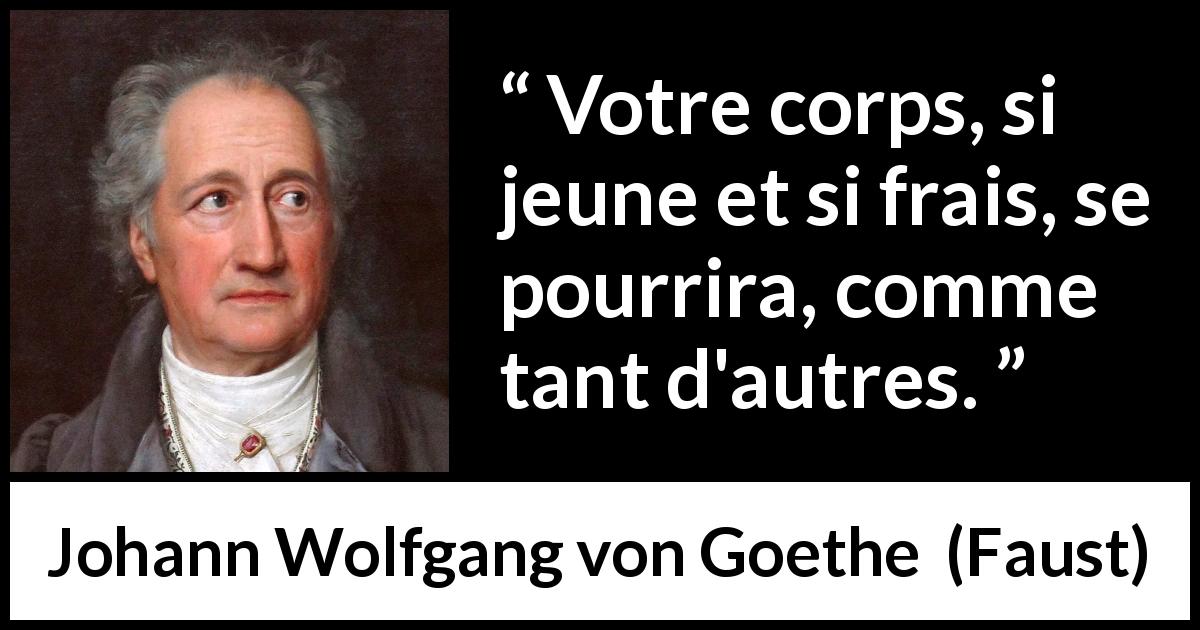 Citation de Johann Wolfgang von Goethe sur la jeunesse tirée de Faust - Votre corps, si jeune et si frais, se pourrira, comme tant d'autres.