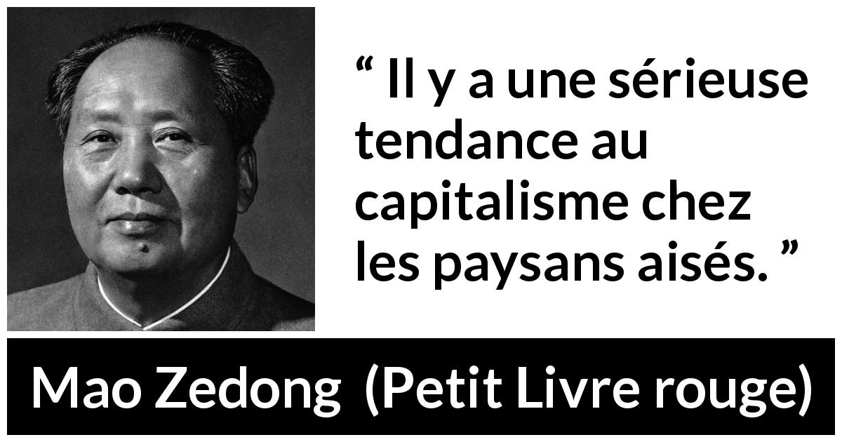 Citation de Mao Zedong sur la richesse tirée de Petit Livre rouge - Il y a une sérieuse tendance au capitalisme chez les paysans aisés.