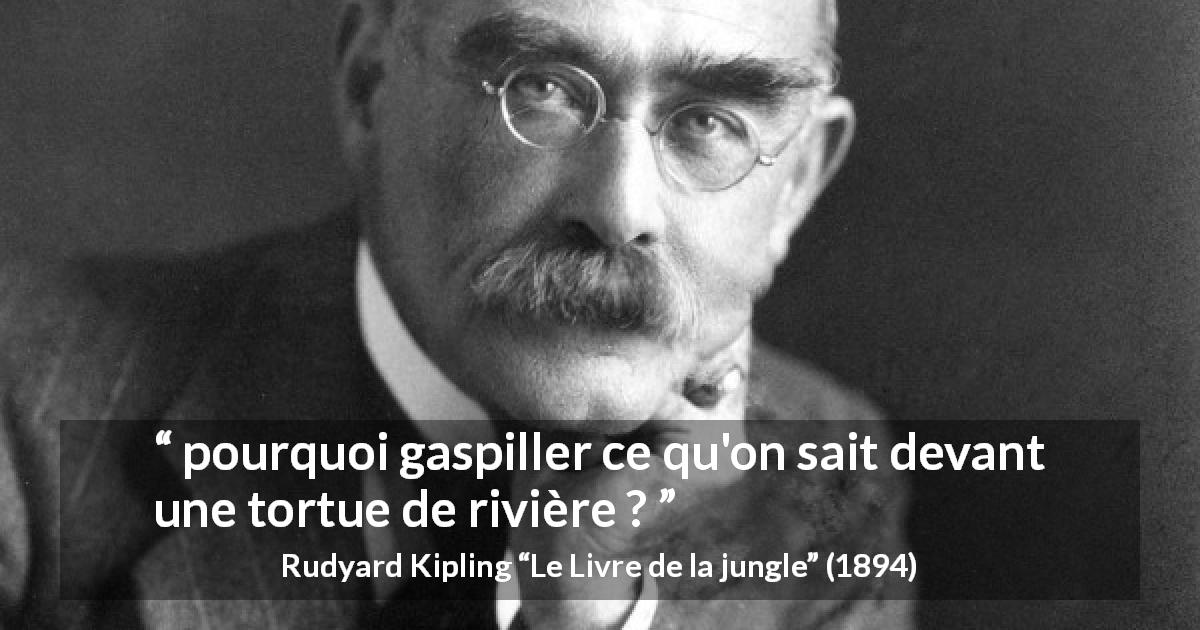 Citation de Rudyard Kipling sur le savoir tirée du Livre de la jungle - pourquoi gaspiller ce qu'on sait devant une tortue de rivière ?