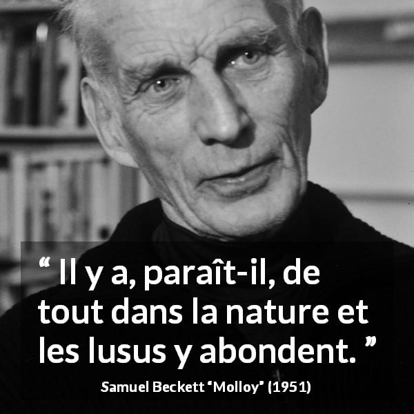 Citation de Samuel Beckett sur la nature tirée de Molloy - Il y a, paraît-il, de tout dans la nature et les lusus y abondent.