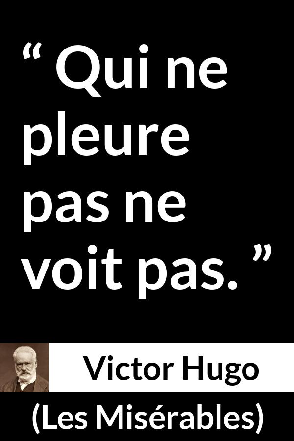 Citation de Victor Hugo sur la vision tirée des Misérables - Qui ne pleure pas ne voit pas.