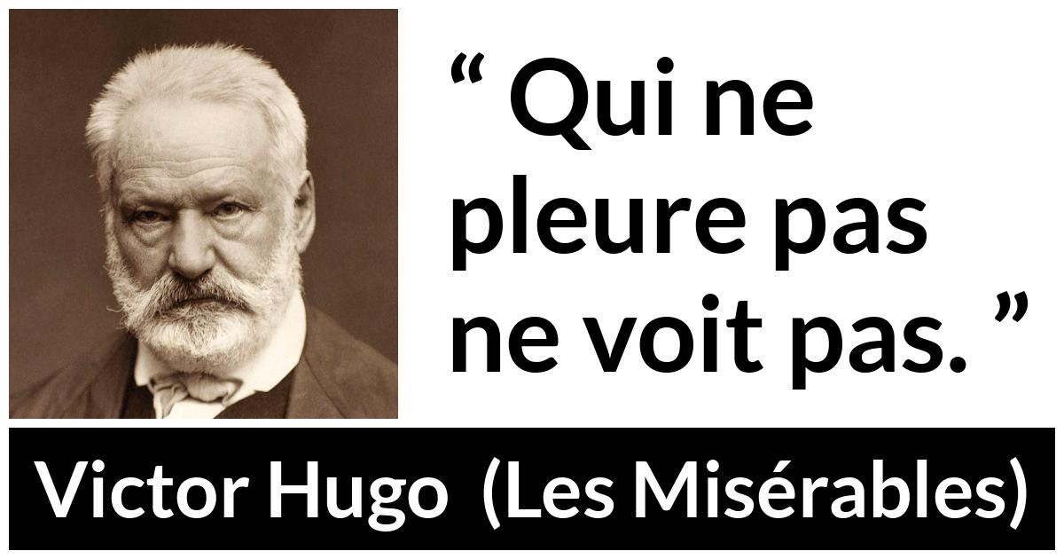 Citation de Victor Hugo sur la vision tirée des Misérables - Qui ne pleure pas ne voit pas.