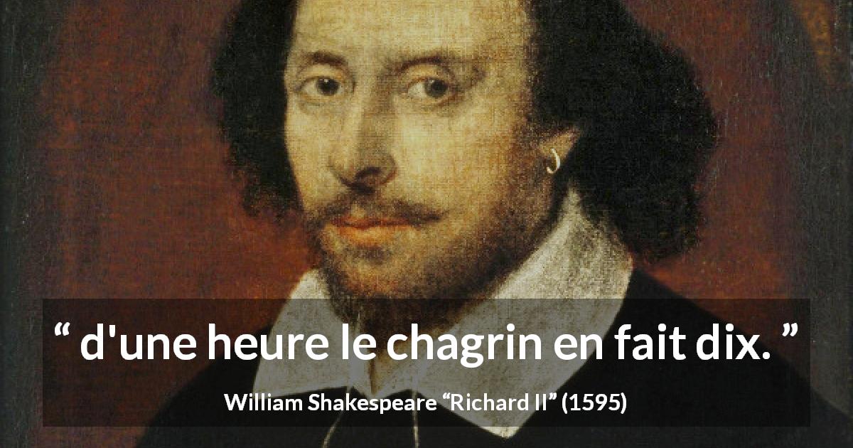 Citation de William Shakespeare sur le temps tirée de Richard II - d'une heure le chagrin en fait dix.