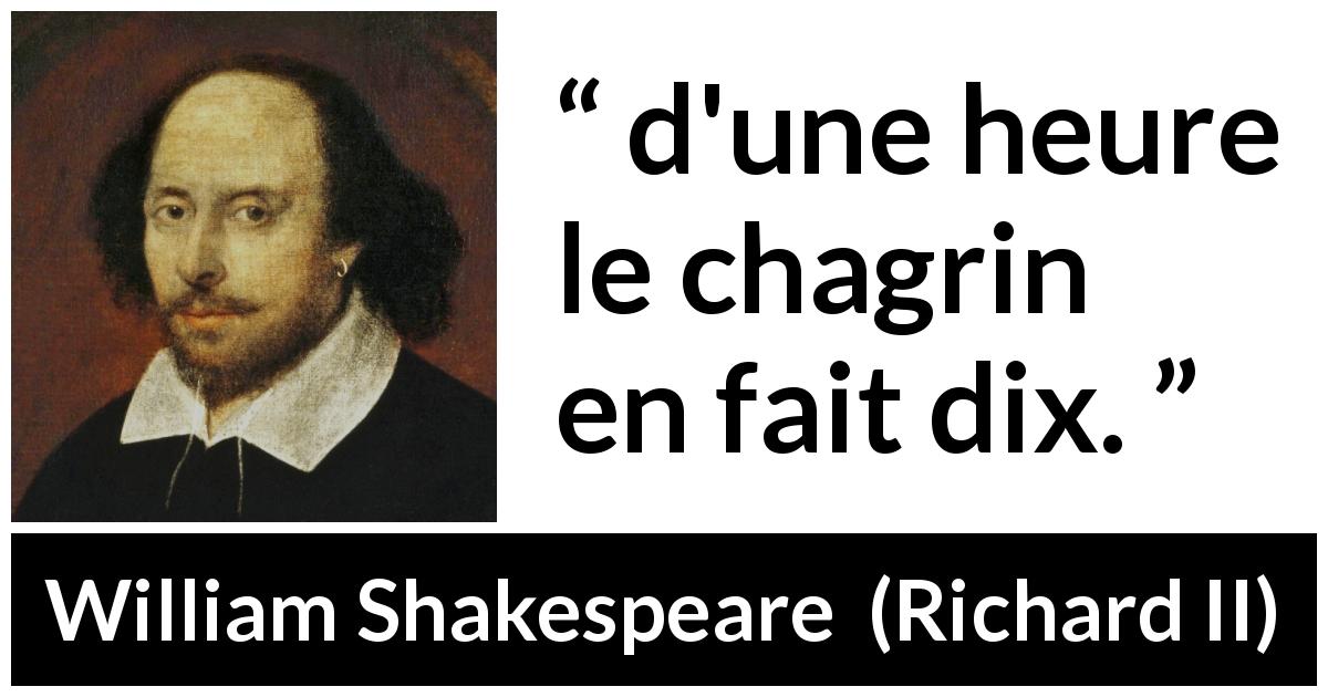 Citation de William Shakespeare sur le temps tirée de Richard II - d'une heure le chagrin en fait dix.