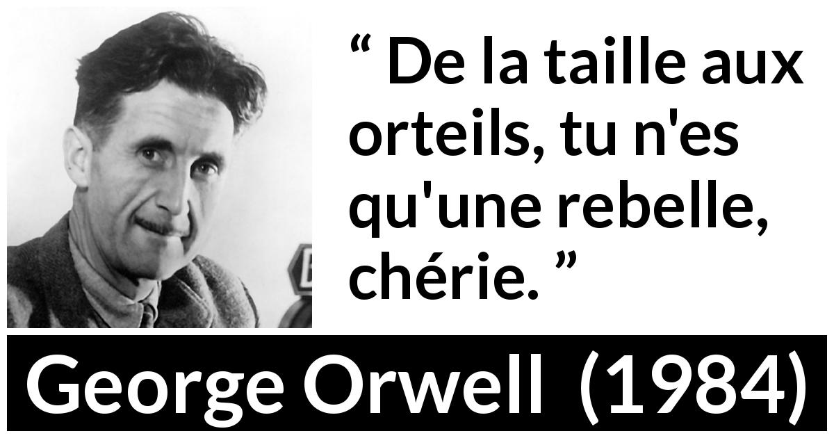 Citation de George Orwell sur la rébellion tirée de 1984 - De la taille aux orteils, tu n'es qu'une rebelle, chérie.