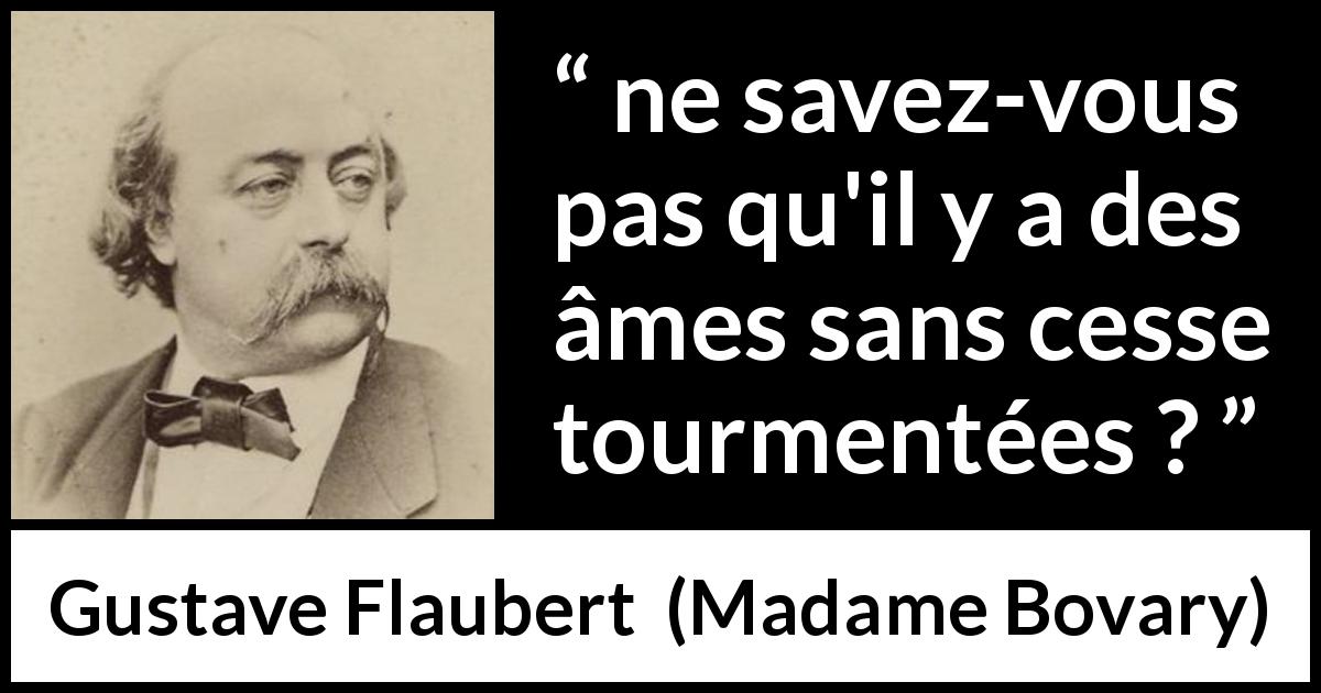 Citation de Gustave Flaubert sur l'âme tirée de Madame Bovary - ne savez-vous pas qu'il y a des âmes sans cesse tourmentées ?