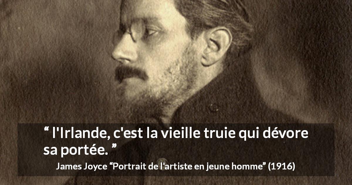 Citation de James Joyce sur l'Irlande tirée de Portrait de l'artiste en jeune homme - l'Irlande, c'est la vieille truie qui dévore sa portée.