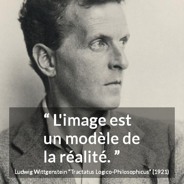 Citation de Ludwig Wittgenstein sur la réalité tirée de Tractatus Logico-Philosophicus - L'image est un modèle de la réalité.