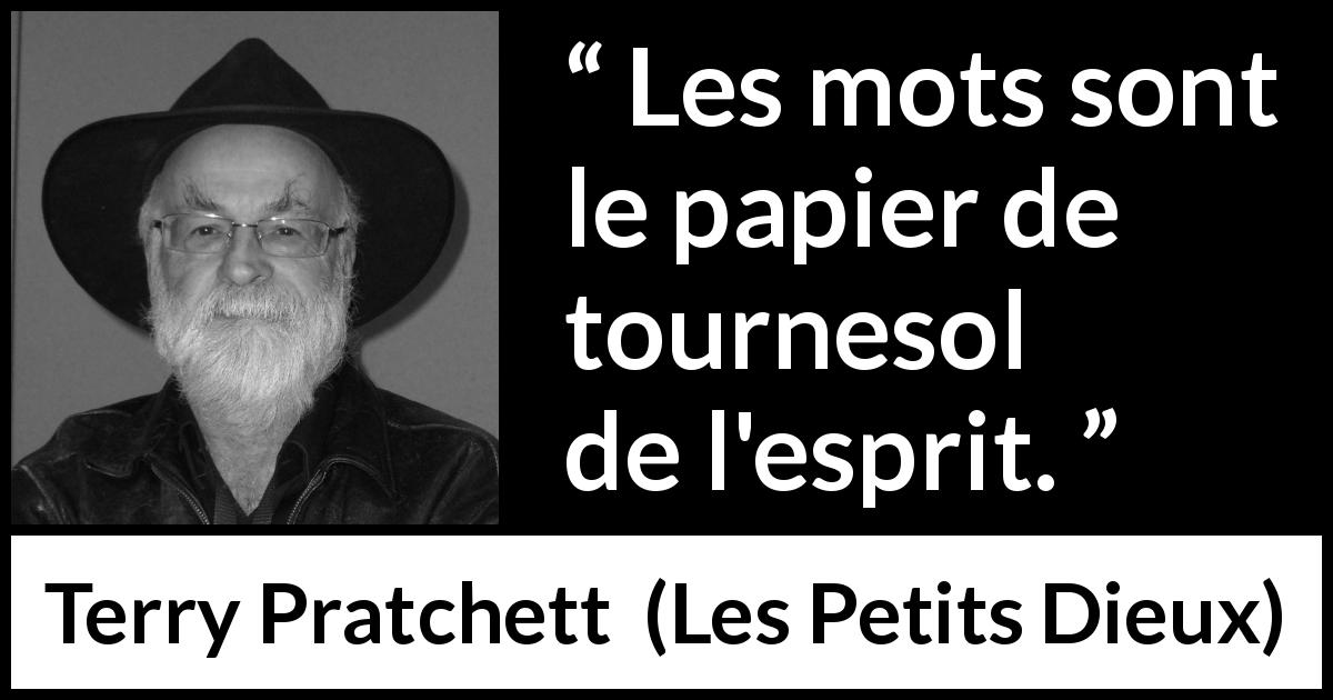 Citation de Terry Pratchett sur les mots tirée des Petits Dieux - Les mots sont le papier de tournesol de l'esprit.
