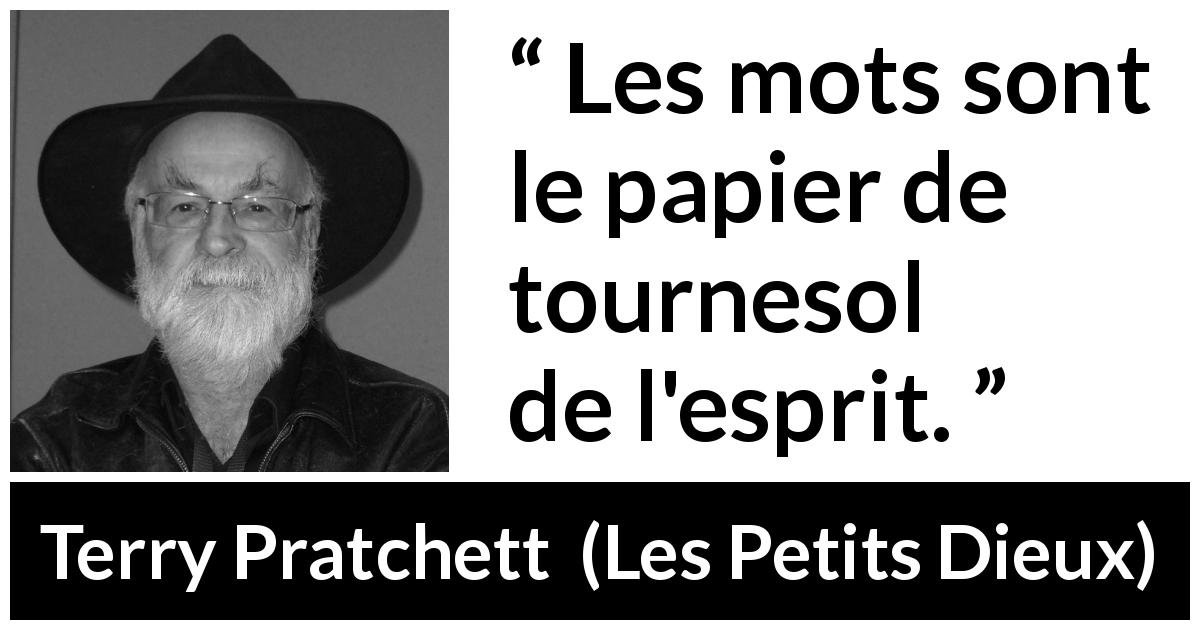 Citation de Terry Pratchett sur les mots tirée des Petits Dieux - Les mots sont le papier de tournesol de l'esprit.