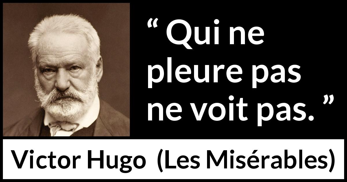 Citation de Victor Hugo sur la vision tirée des Misérables - Qui ne pleure pas ne voit pas.
